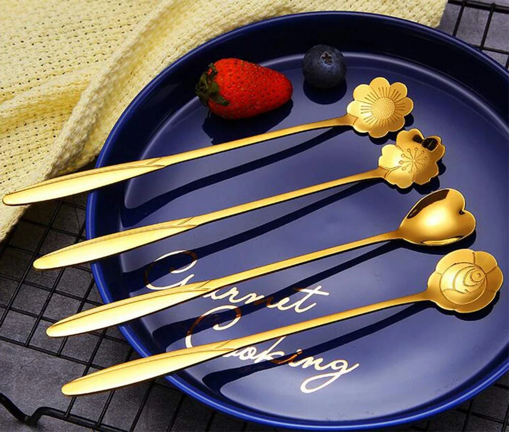 HomeCloud Golden Spoon Set/Coffee Spoon/Dessert Spoons/Cutlery Kitchen Tableware