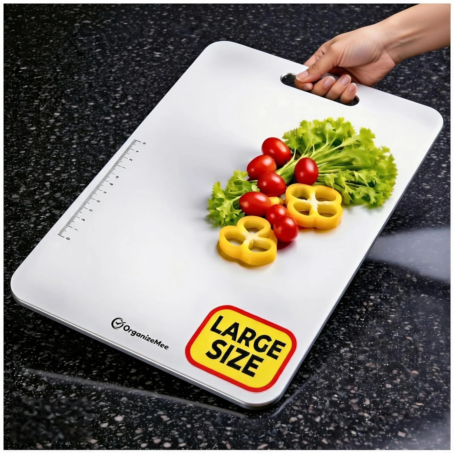 OrganizeMee Stainless Steel Chopping Board Large for Kitchen - Premium Cutting B