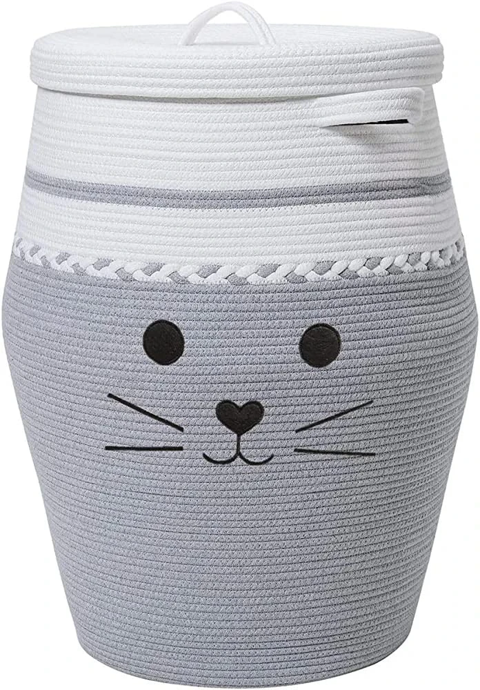 Storage Organizer Foldable Wardrobe Cotton Mini Rope Laundry Basket With Lid Clo