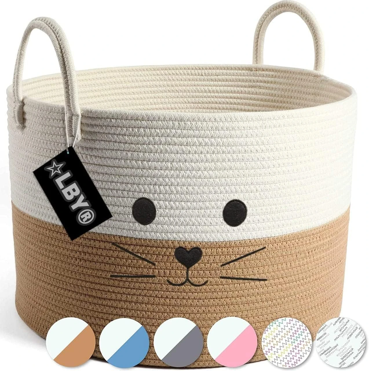 goodie Woven Cotton Rope Storage Basket, Laundry Basket for Toys, Blanket, Cloth